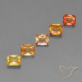 Gemas de zafiro naranja natural de 2,88 ct, corte esmeralda, VS
