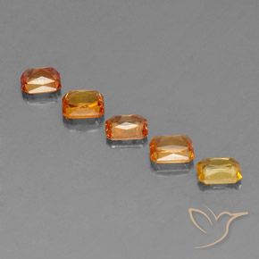 Gemas de zafiro naranja natural de 2,88 ct, corte esmeralda, VS