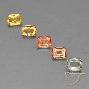 Gemas de Zafiro Multicolor natural de 2.63 ct, Corte Octágono / Esmeralda, VS