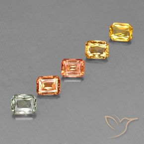 Gemas de Zafiro Multicolor natural de 2.63 ct, Corte Octágono / Esmeralda, VS