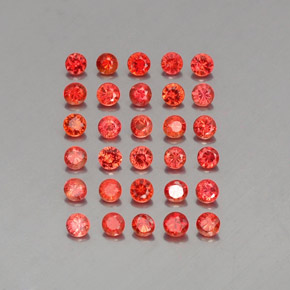 Gemas de zafiro naranja natural de  ct, corte redondo, VVS-VS
