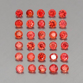 Gemas de zafiro naranja natural de  ct, corte redondo, VVS-VS