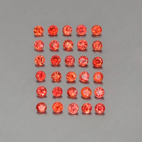 Gemas de zafiro naranja natural de  ct, corte redondo, VVS-VS