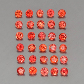 Gemas de zafiro naranja natural de  ct, corte redondo, VVS-VS