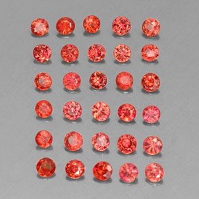 Gemas de zafiro naranja natural de  ct, corte redondo, VVS-VS
