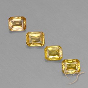 Gemas de zafiro amarillo natural de 1,93 ct, corte esmeralda, VS
