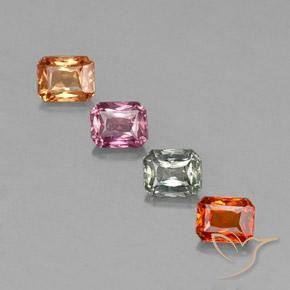 Gemas de zafiro multicolor natural de 2,04 ct, corte esmeralda, VS