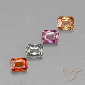 Gemas de zafiro multicolor natural de 2,04 ct, corte esmeralda, VS