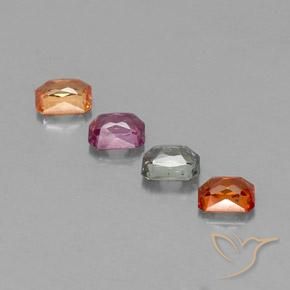 Gemas de zafiro multicolor natural de 2,04 ct, corte esmeralda, VS