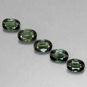 Gemas de zafiro verde natural de  ct, corte óvalo, VVS-VS