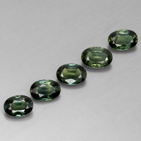Gemas de zafiro verde natural de  ct, corte óvalo, VVS-VS