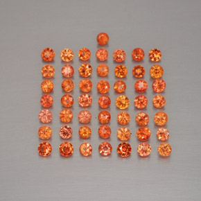 Gemas de zafiro naranja natural de  ct, corte redondo, VVS-VS