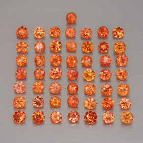 Gemas de zafiro naranja natural de  ct, corte redondo, VVS-VS