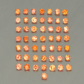 Gemas de zafiro naranja natural de  ct, corte redondo, VVS-VS