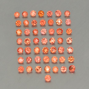 Gemas de zafiro naranja natural de  ct, corte redondo, VVS-VS
