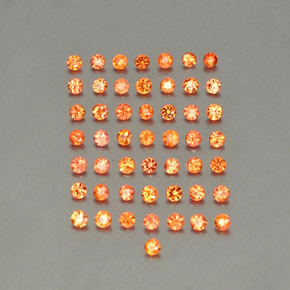 Gemas de zafiro naranja natural de  ct, corte redondo, VVS-VS