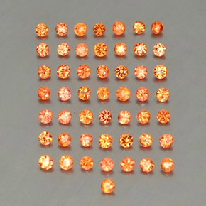 Gemas de zafiro naranja natural de  ct, corte redondo, VVS-VS