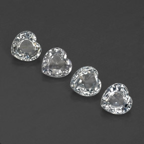 Gemas de zafiro blanco natural de  ct, forma de corazón, VS