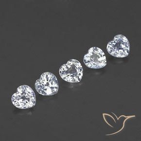 Gemas de Zafiro Blanco azulado natural de 1.75 ct, Forma de corazón, VVS-VS