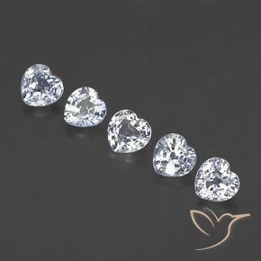 Gemas de Zafiro Blanco azulado natural de 1.75 ct, Forma de corazón, VVS-VS