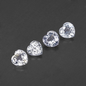 Gemas de zafiro blanco natural de  ct, forma de corazón, VVS-VS