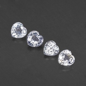 Gemas de zafiro blanco natural de  ct, forma de corazón, VVS-VS