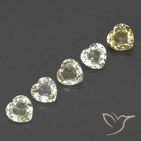 Gemas de Zafiro Amarillo pálido natural de 1.69 ct, Corazón, VVS-VS