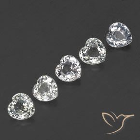 Gemas de Zafiro Blanco azulado natural de 1.69 ct, Corazón, VVS-VS