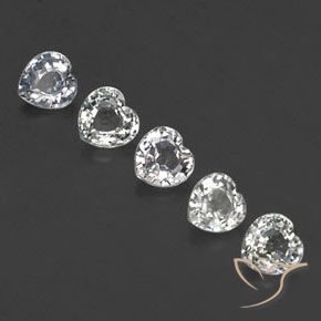 Gemas de Zafiro Blanco azulado natural de 1.69 ct, Corazón, VVS-VS