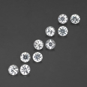 Gemas de zafiro blanco natural de  ct, corte redondo, VVS-VS