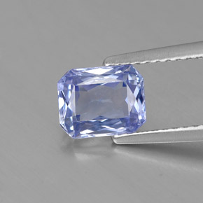 Zafiro azul natural de 1,77 ct, corte esmeralda, VS