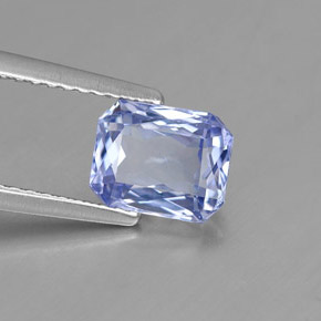 Zafiro azul natural de 1,77 ct, corte esmeralda, VS