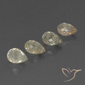 Gemas de Zafiro Amarillo verdoso claro natural de 3.80 ct, Corte Briolette, VVS-VS