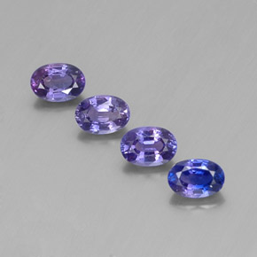 Gemas de zafiro azul natural de  ct, corte óvalo, VVS-VS