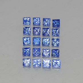 Gemas de zafiro azul natural de  ct, cuadrado, VVS-VS