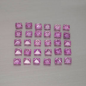 Gemas de zafiro rosa natural de  ct, cuadrado, VVS-VS