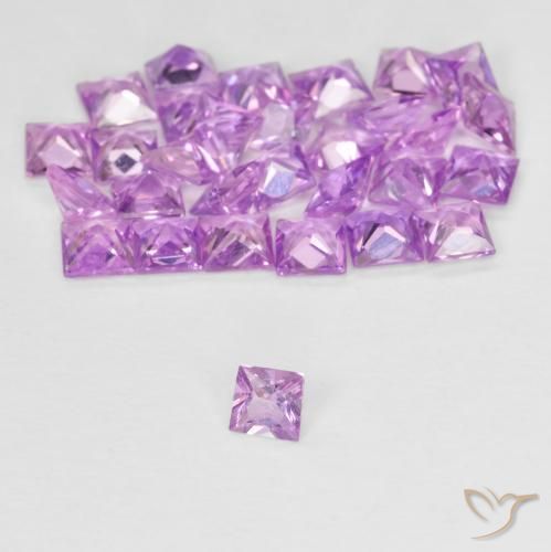 Gemas de Zafiro Púrpura claro natural de 2.57 ct, Cuadrado, VVS-VS