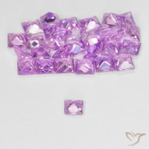 Gemas de Zafiro Púrpura claro natural de 2.57 ct, Cuadrado, VVS-VS