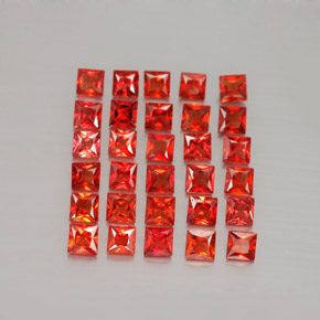 Gemas de zafiro naranja natural de  ct, cuadrado, VVS-VS