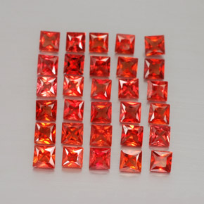 Gemas de zafiro naranja natural de  ct, cuadrado, VVS-VS