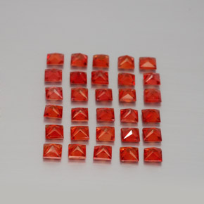 Gemas de zafiro naranja natural de  ct, cuadrado, VVS-VS