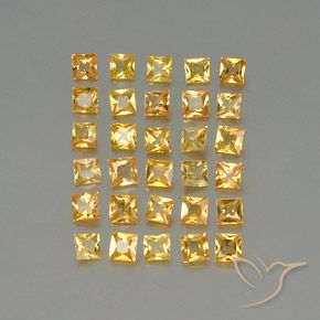 Gemas de Zafiro Dorado natural de 3.23 ct, Cuadrado, VVS-VS