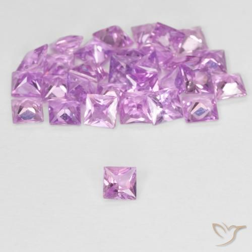 Gemas de Zafiro Rosado claro natural de 2.56 ct, Cuadrado, VVS-VS