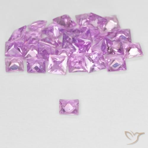 Gemas de Zafiro Rosado claro natural de 2.56 ct, Cuadrado, VVS-VS