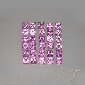 Gemas de Zafiro Rosado púrpura real claro natural de 3.48 ct, Cuadrado, VVS-VS