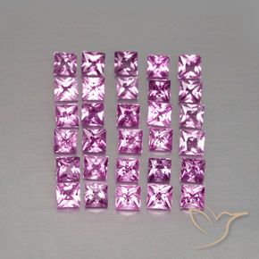 Gemas de Zafiro Rosado púrpura real claro natural de 3.48 ct, Cuadrado, VVS-VS