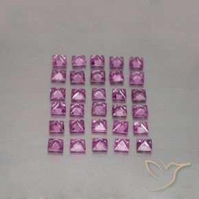 Gemas de Zafiro Rosado púrpura real claro natural de 3.48 ct, Cuadrado, VVS-VS