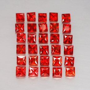 Gemas de zafiro naranja natural de  ct, cuadrado, VVS-VS