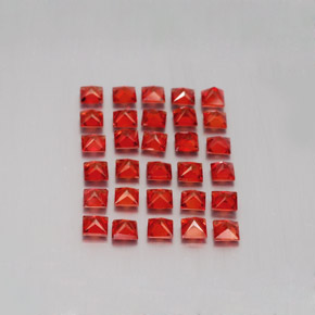 Gemas de zafiro naranja natural de  ct, cuadrado, VVS-VS