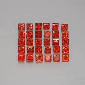 Gemas de zafiro naranja natural de  ct, cuadrado, VVS-VS